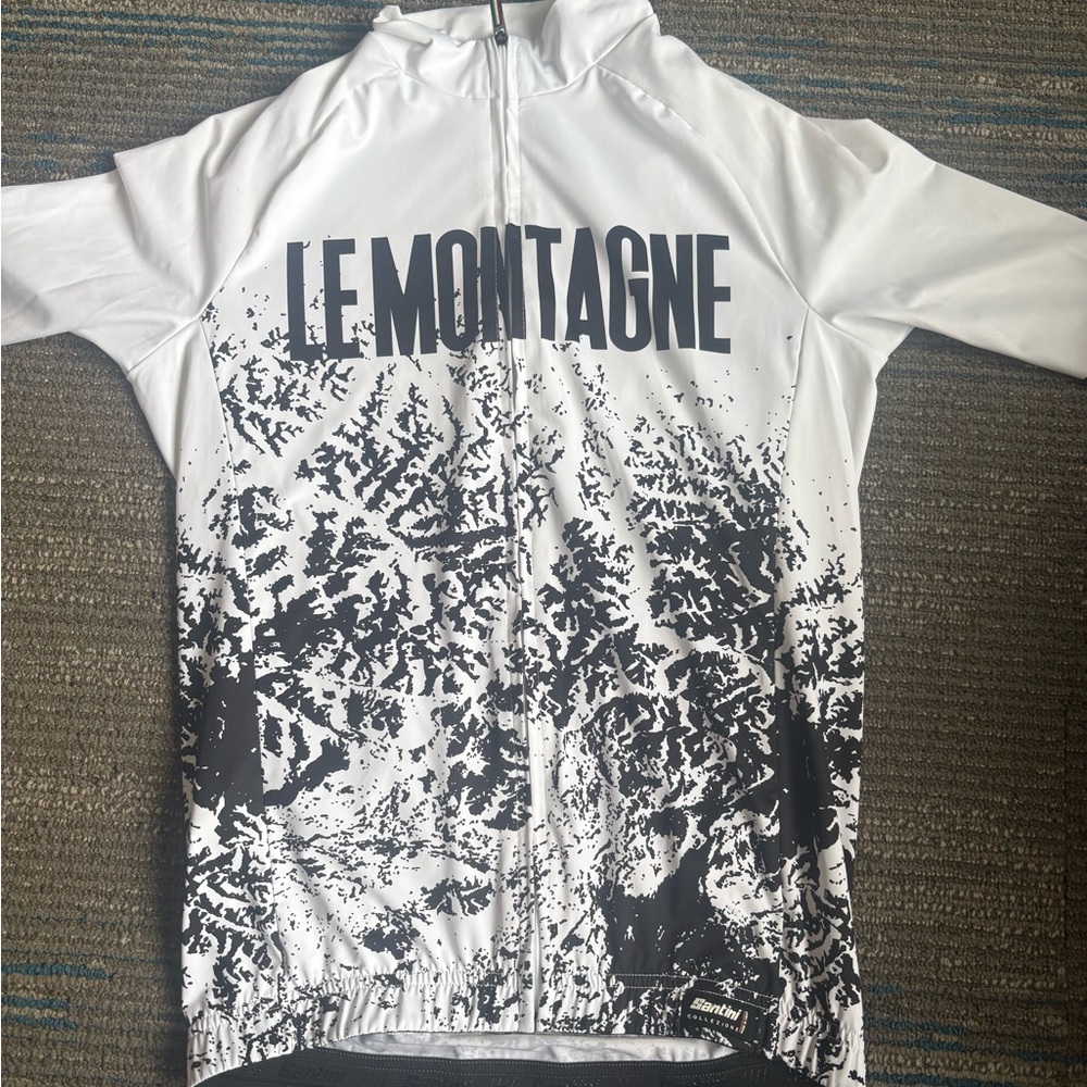 Santini Le Montagne Black and White Cycling Jersey Made in Italy (Size M)